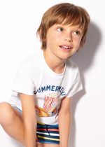 Mayoral Μπλουζα κοντ/κη summer snack λευκο Μεσαιο αγορι
