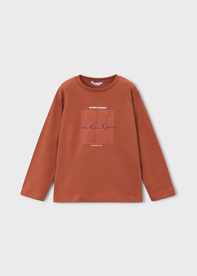 Mayoral T-Shirt μακρυμανικο basic κεραμιδι Μεσαιο αγορι