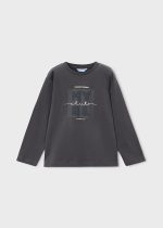 Mayoral T-Shirt μακρυμανικο basic μαυροπινακ Μεσαιο αγορι