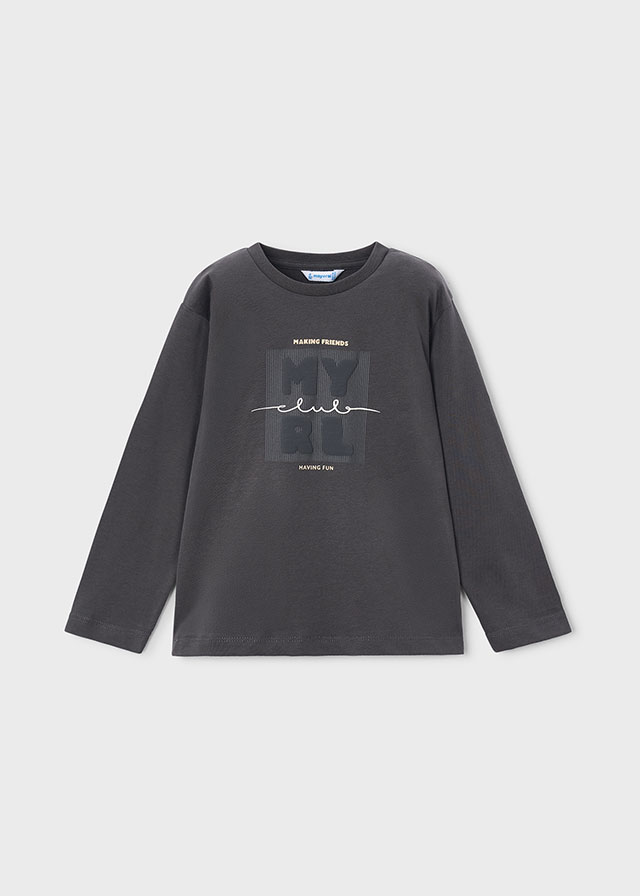 Mayoral T-Shirt μακρυμανικο basic μαυροπινακ Μεσαιο αγορι