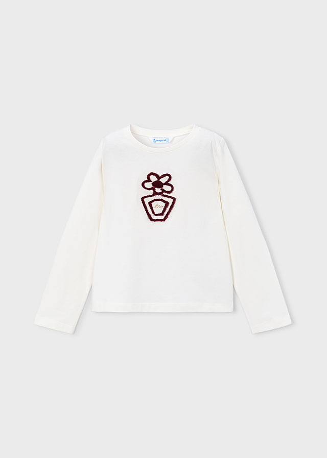 Mayoral T-Shirt μακρυμανικο basic εκρου Μεσαιο κοριτσι